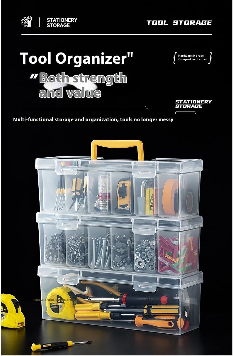 Boîte De Rangement Multifonction Portable Avec Compartiment Amovible Pour Voiture, Camping, Outils Ménagers, Boîte à Outils