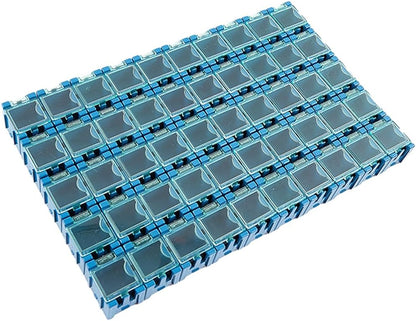  Lot De 50 Boîtes De Rangement Empilables Pour Pièces électroniques, Résistances, Condensateurs, PCB, Boîtier En Plastique, Pour Rangement D'outils (bleu)