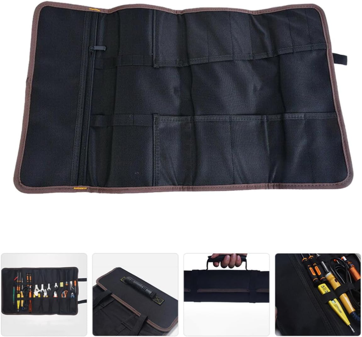  Healeved Pochette à Fermeture Éclair Noire Étanche Pour Outils Protection Antirouille En Tissu, Organisateur Compact Enroulable Pour Camping Et Petits Outils