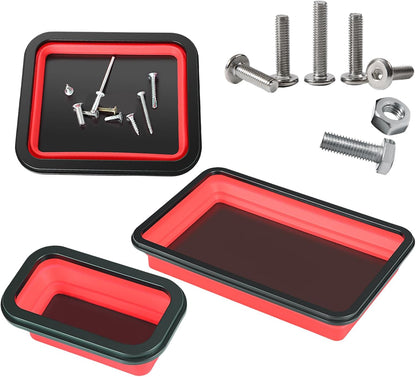  Plateau Magnétique Pour Pièces Mécaniques, Organisateur De Rangement D'outils, Design Compact Pliable, Construction En Acier Inoxydable, Parfait Pour Le Tri Des Vis à écrous, Garage, Réparation