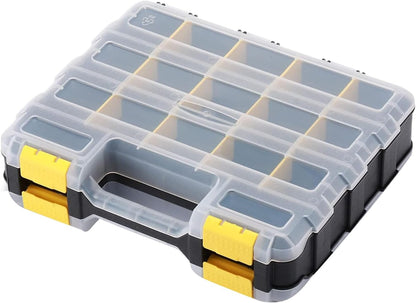 GENERIC Petite Boîte à Outils, Double Face, 34 Compartiments, Rangement Compact Pour Appareils électroniques, Organiseur Avec Couvercle Transparent, Accessoire D'atelier Avec Plusieurs Sections, Utilisation
