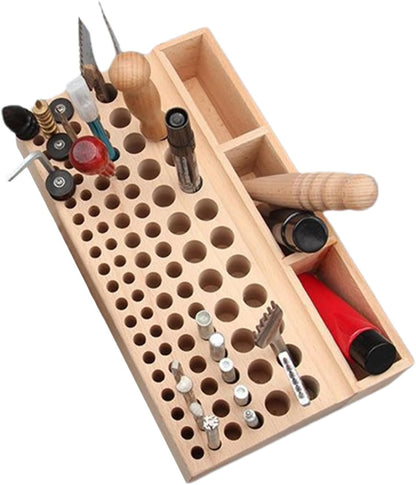  Generisch Support à Outils - Support En Bois De Hêtre Pour De Gaufrage, Boîte De Rangement En Cuir, Pour Travail Du Bois, , Amis, Hommes, Maison, Intérieur Et Pour