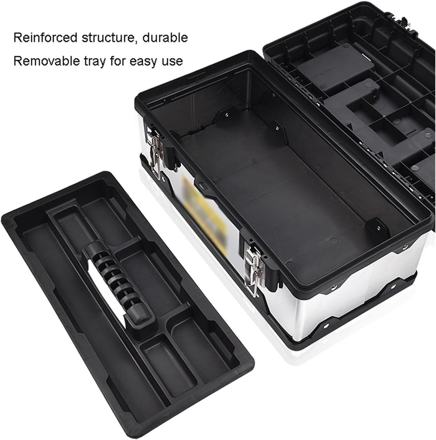  Caisses à Outils Boîte à Outils En Acier Inoxydable Kit De Réparation Matériel Portable Multifonction For La Maison Stockage Supplémentaire(17inch)