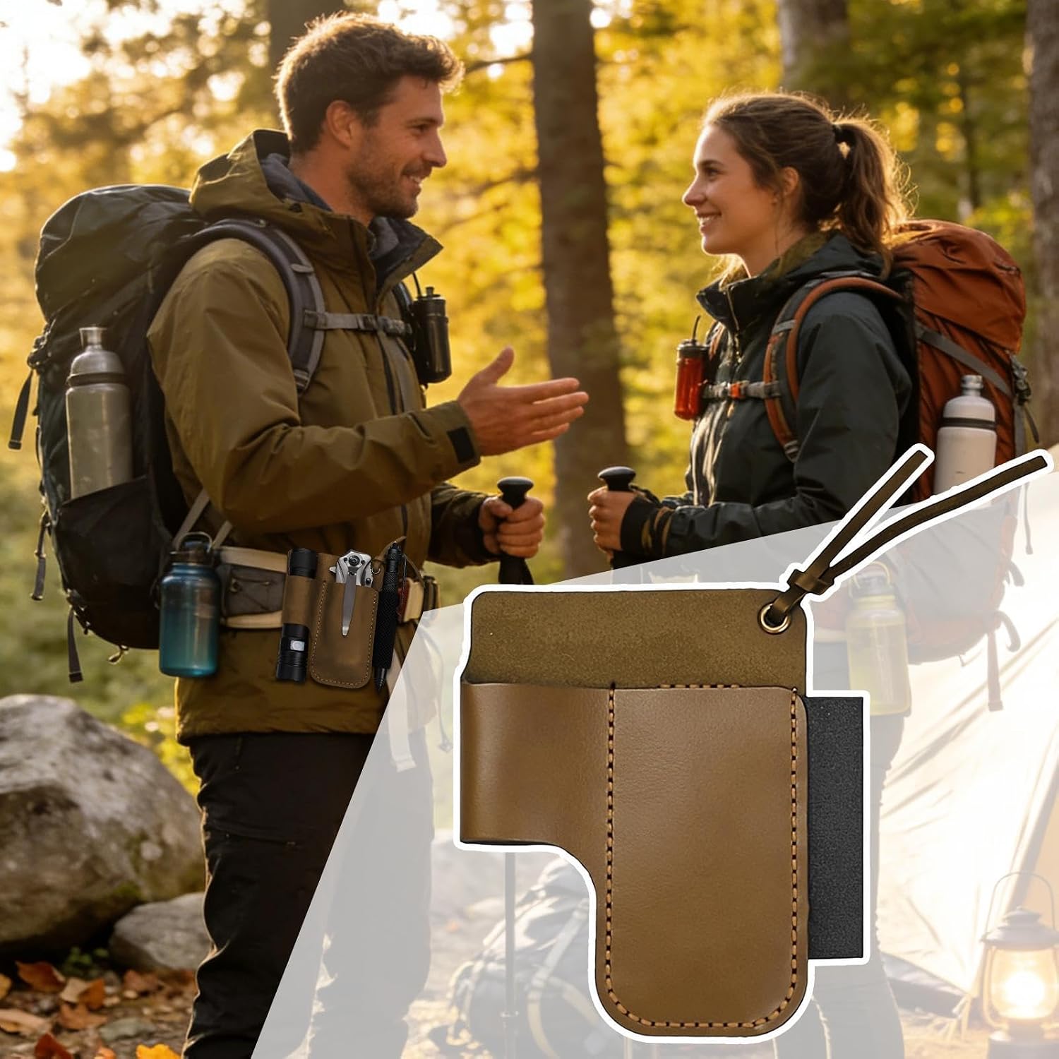 GENERIC Support De Lampe De Poche – Porte-outils Multifonction En Cuir Rétro – Pour Plantation, Récolte, élagage, Amélioration De La Maison, Construction, Plombier, Menuiserie, Travail Du Bois