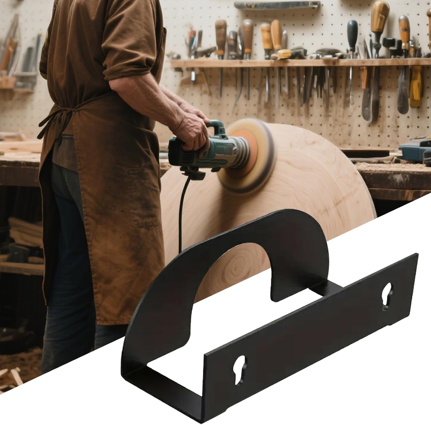  Générique Power Tool Holder, Wall-Mounted Grinder Rack, 6.29 X 1.96 X 1.96inch Heavy-Duty Metal Bracket, Multifunctional Space Saver, Fit Angle Polishing Sanding Tools, Workshop Organization