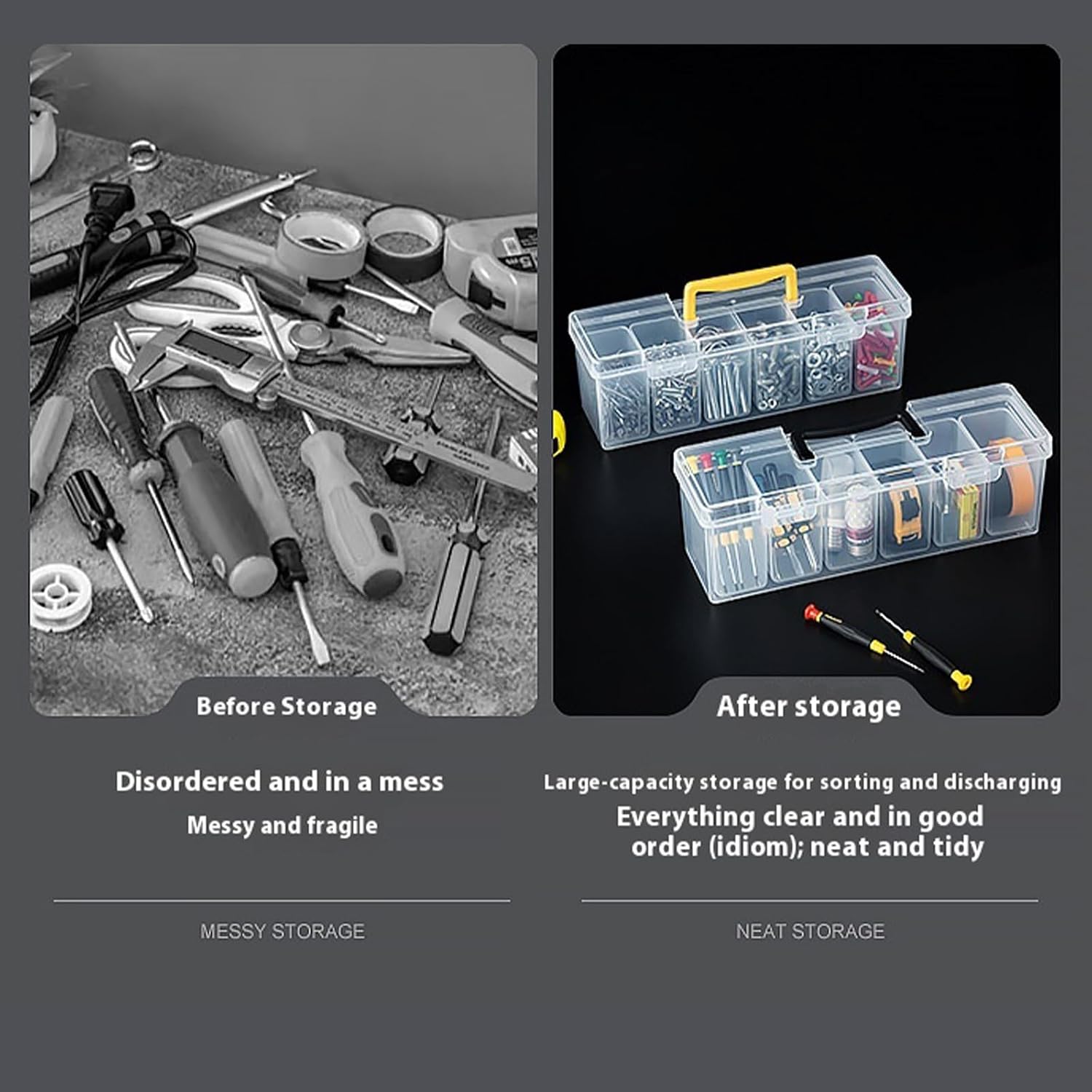 Boîte De Rangement Multifonction Portable Avec Compartiment Amovible Pour Voiture, Camping, Outils Ménagers, Solution De Rangement Compacte