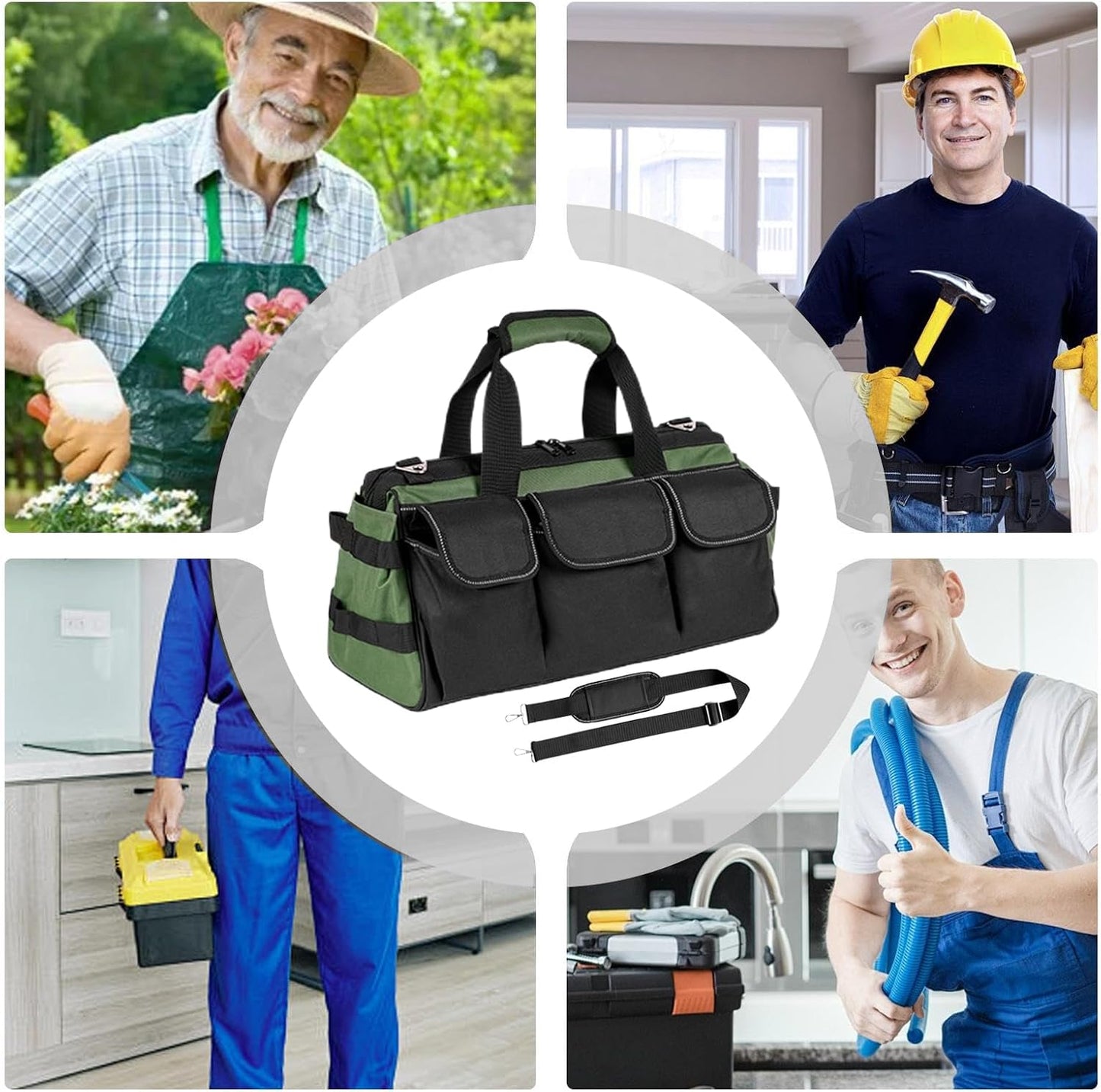 GENERIC Sac à Outils | Sac Fourre-tout Robuste à 16 Poches – Sacs à Outils D'électricien à Large Ouverture – Pour Homme, Mécanicien, électricien, Charpentier, Garage, Voyage, Réparation, Tournevis, Clés