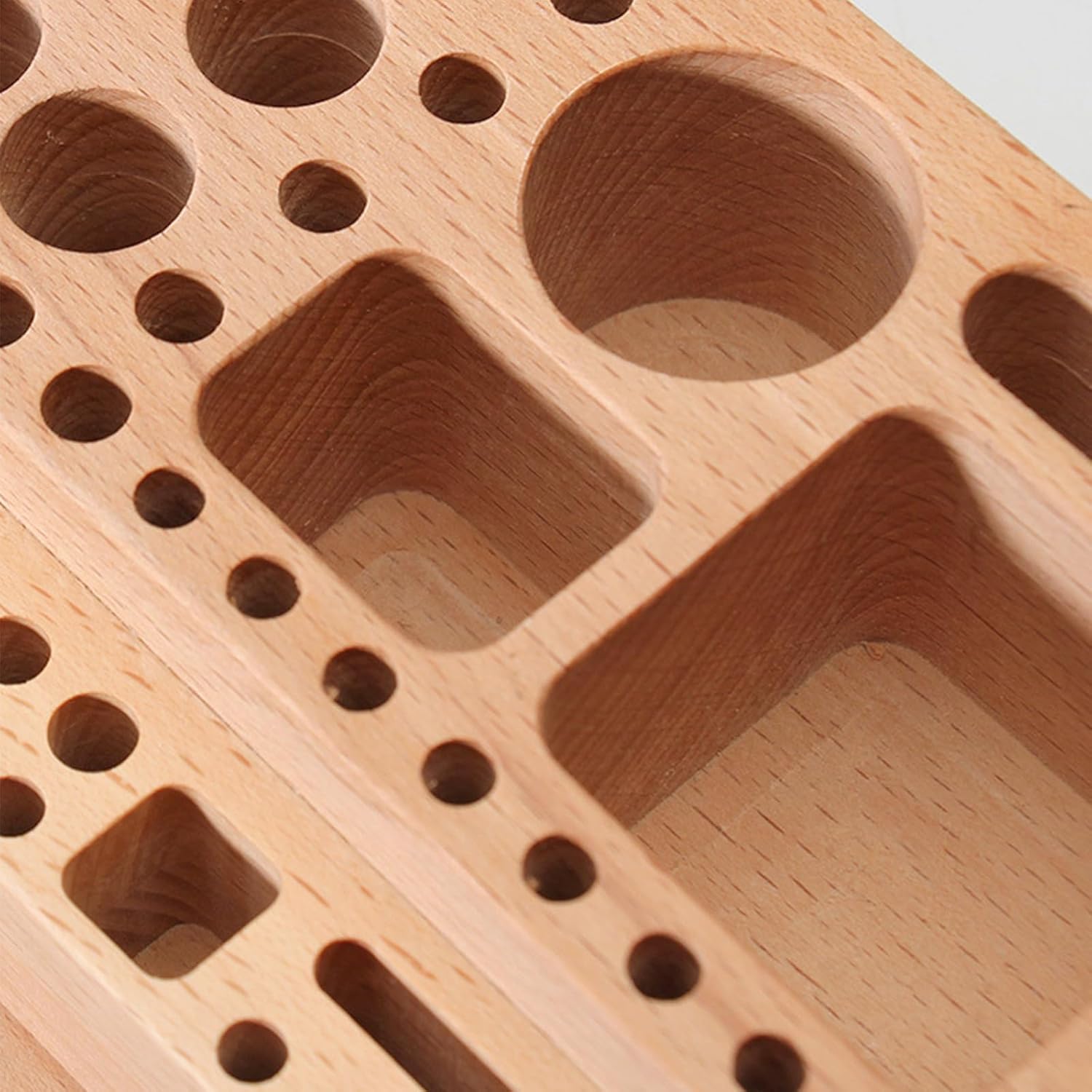  Porte-outils Robuste En Bois De Hêtre - Plusieurs Compartiments Pour Studio à Domicile Ou Espaces De Travail Professionnels - Solution De Rangement D'outils Artisanaux