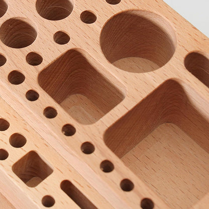  Porte-outils Robuste En Bois De Hêtre - Plusieurs Compartiments Pour Studio à Domicile Ou Espaces De Travail Professionnels - Solution De Rangement D'outils Artisanaux