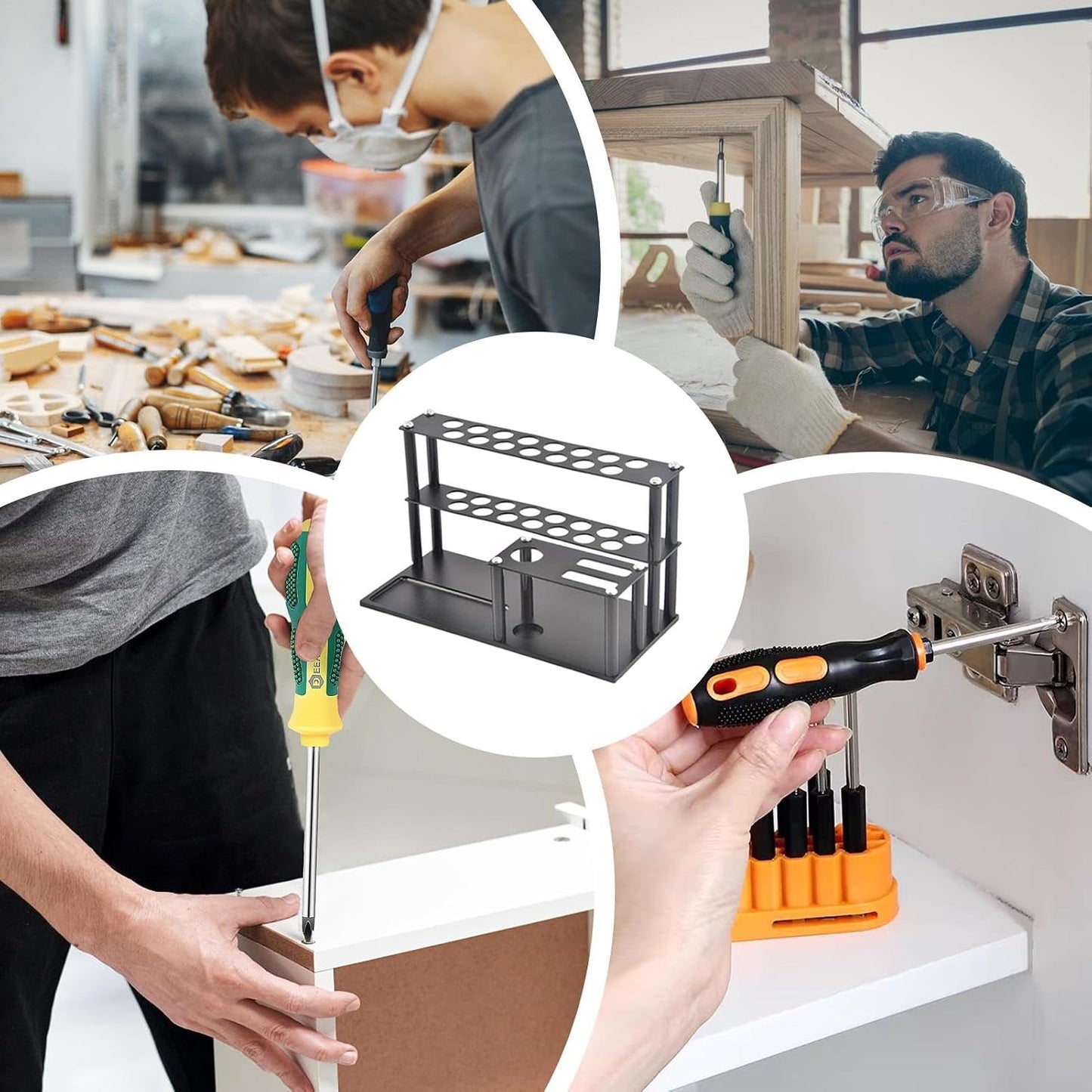 GENERIC Support De Rangement Pour Tournevis De Bureau | Organiseur D'outils Avec Plateau à Vis Intégré | Porte-tournevis Multifonction Pour Pinces, Ciseaux Et Petits Outils De Réparation | Parfait Pour