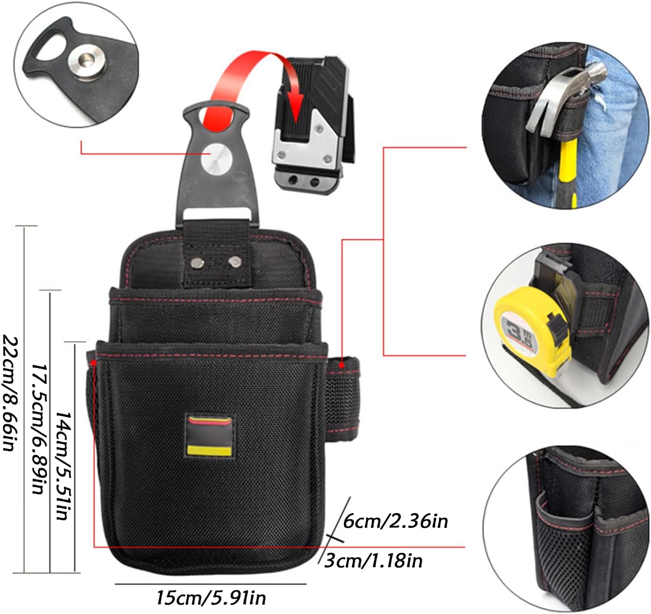  Porte-outils De Ceinture - Porte-outils Pour Entretien, Ceinture Multi-usages Imperméable Pour Intérieur Extérieur Bâtiment Peinture Toit