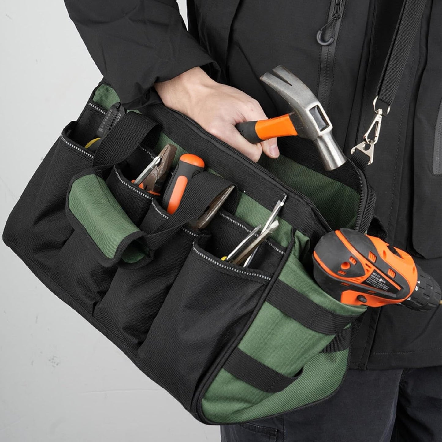 GENERIC Sac à Outils | Sac Fourre-tout Robuste à 16 Poches – Sacs à Outils D'électricien à Large Ouverture – Pour Homme, Mécanicien, électricien, Charpentier, Garage, Voyage, Réparation, Tournevis, Clés