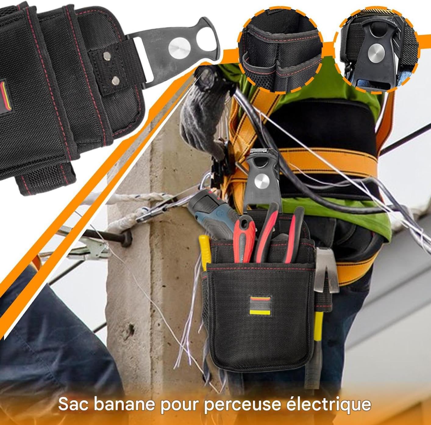  Pochette À Outils Électricien | Organisateur À Lâcher Rapide Sac Outillage,Porte-Outils Maison Bricolage Réparation Électrique Plomberie Maintenance Machinerie