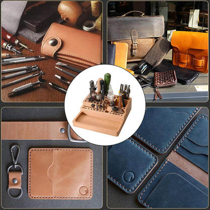  Porte-outils Robuste En Bois De Hêtre - Plusieurs Compartiments Pour Studio à Domicile Ou Espaces De Travail Professionnels - Solution De Rangement D'outils Artisanaux