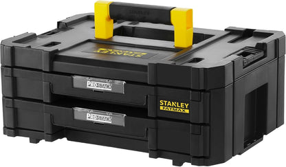  STANLEY FMST1-71981 Kit 2 Mallettes Modulable Tstak/Pro-Stack Gamme FATMAX - 21.5L - Corps En Polypropylène - Larges Attaches Métalliques Anti-Corrosion - Cadenassable
