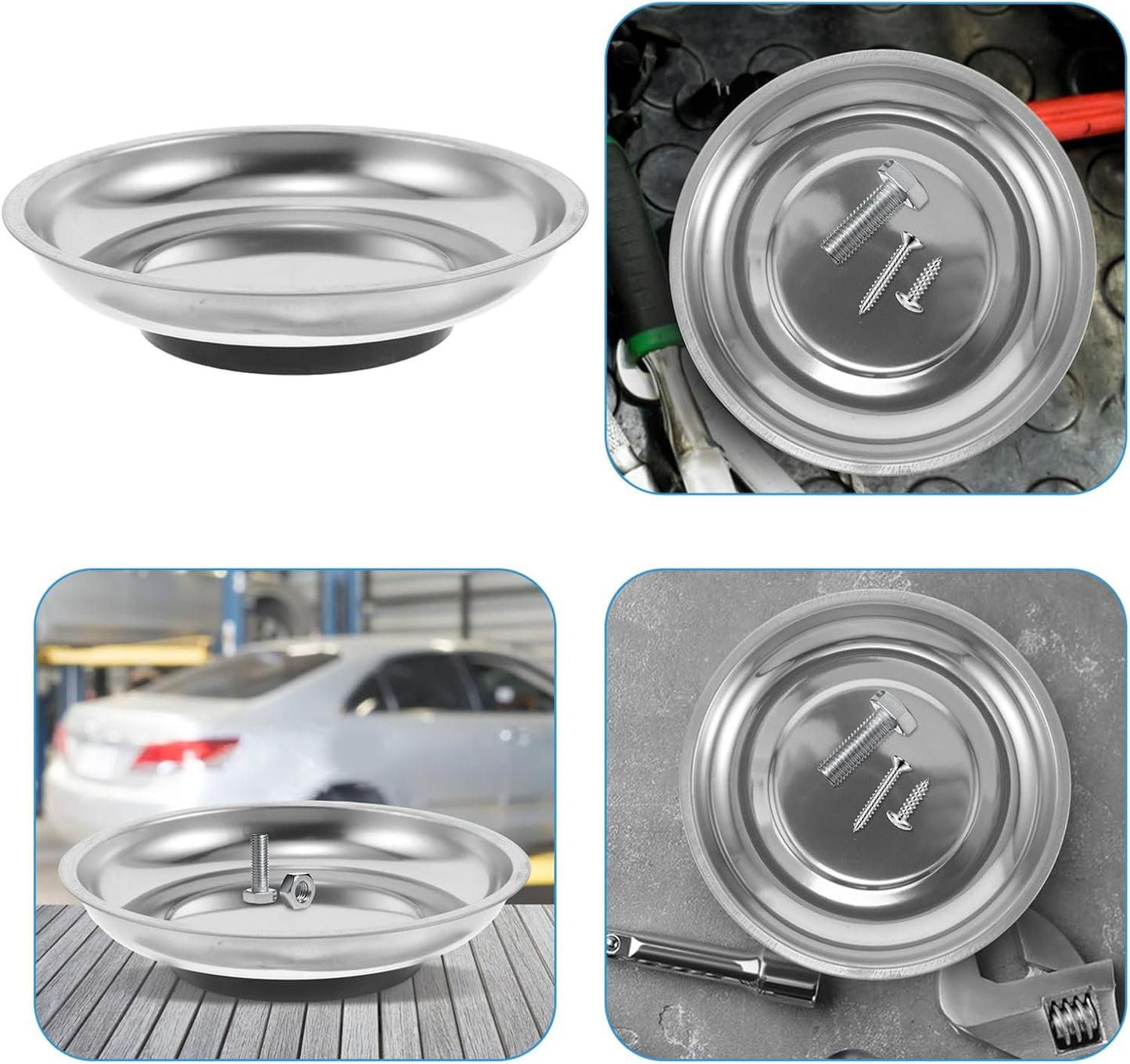  Gatuida Bol Magnétique Pour Vis Boulons Et Outils Plateau Magnétique Rond Acier Inoxydable Antidérapant Pour Métalliques Et Réparations Automobiles