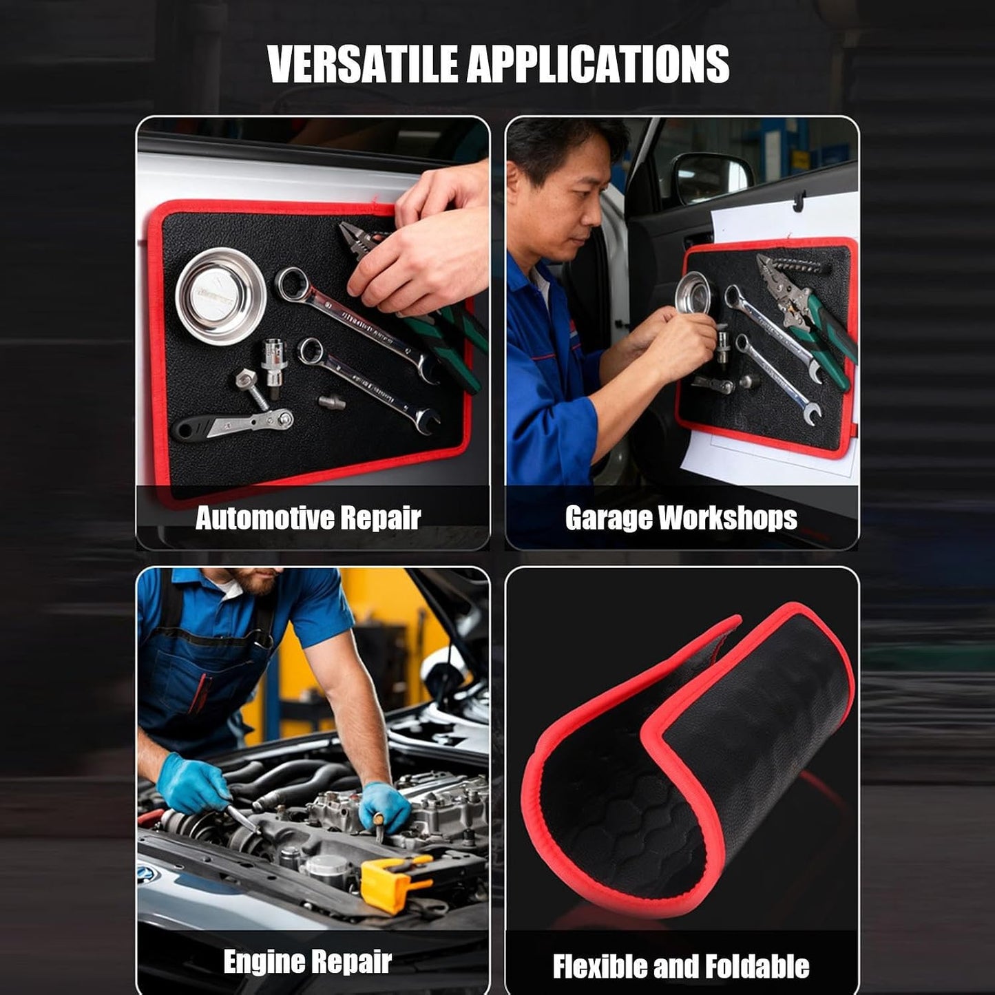  Lot De 3 Supports Magnétiques Pour Outils, Avec Revêtement De Protection En PVC, Bande Magnétique Résistante Pour Atelier De Garage à La Maison, Accessoire De Rangement Pour Réparation