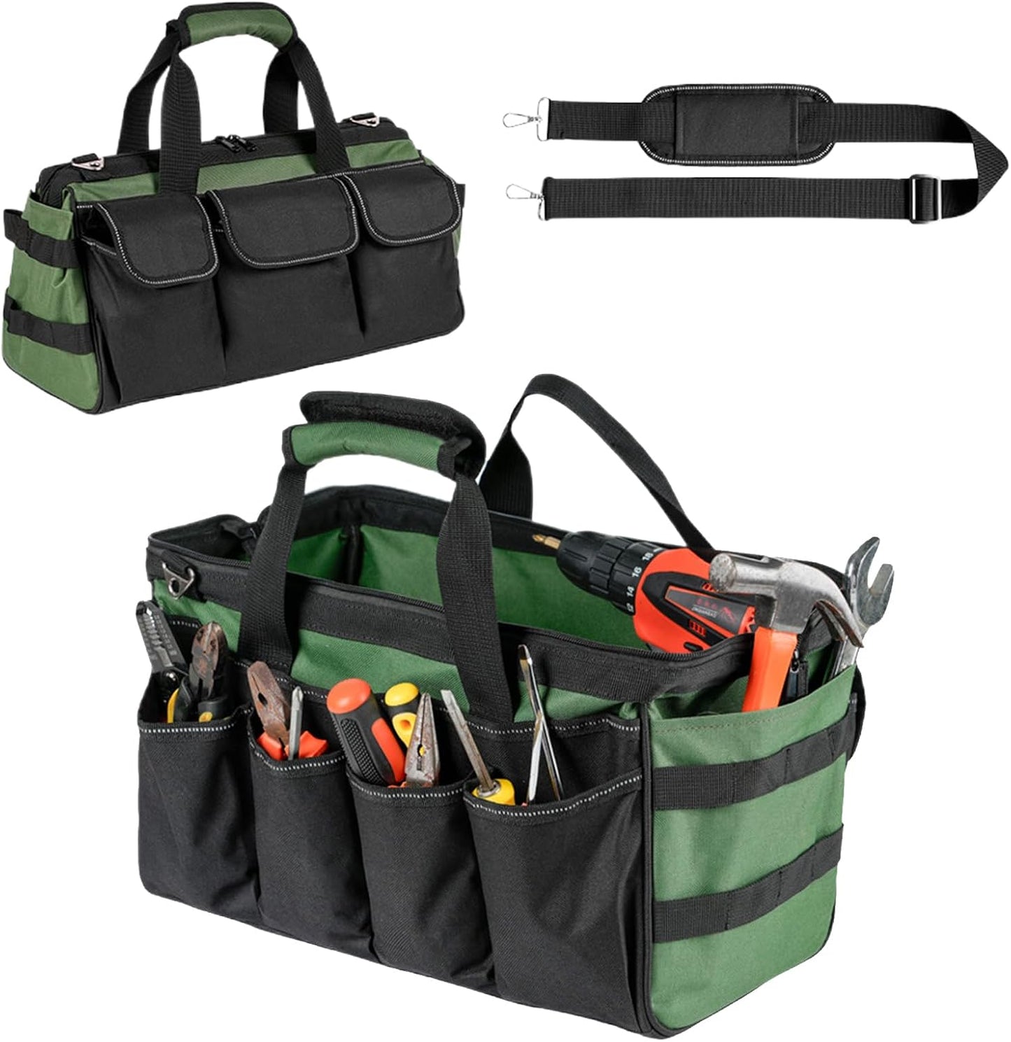 GENERIC Sac à Outils | Sac Fourre-tout Robuste à 16 Poches – Sacs à Outils D'électricien à Large Ouverture – Pour Homme, Mécanicien, électricien, Charpentier, Garage, Voyage, Réparation, Tournevis, Clés
