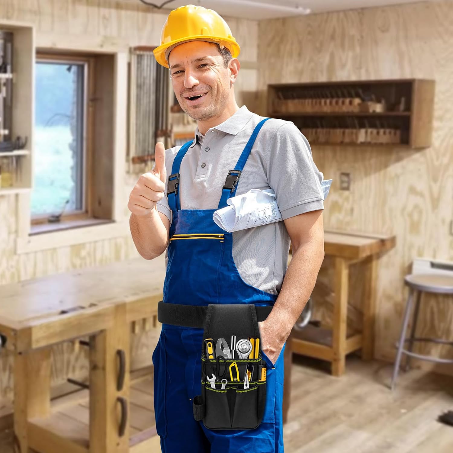  Sac De Rangement Pratique à La Taille Avec Fond Renforcé Et Plusieurs Anneaux De Rangement Pour Les Bricoleurs électriciens
