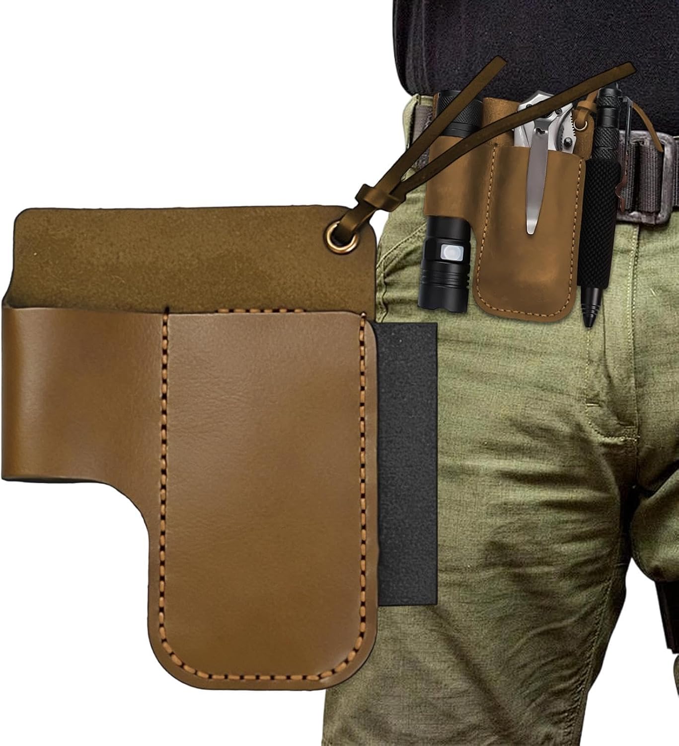 GENERIC Support De Lampe De Poche – Porte-outils Multifonction En Cuir Rétro – Pour Plantation, Récolte, élagage, Amélioration De La Maison, Construction, Plombier, Menuiserie, Travail Du Bois