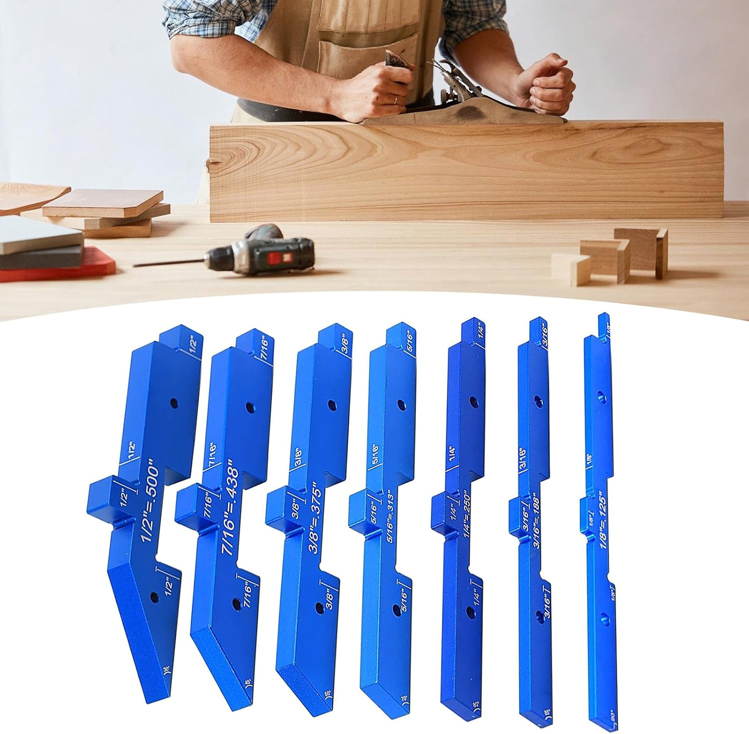  Lot De 7 Barres De Réglage De Table De Toupie En Aluminium De Précision, Jauges De Hauteur, Outils De Travail Du Bois