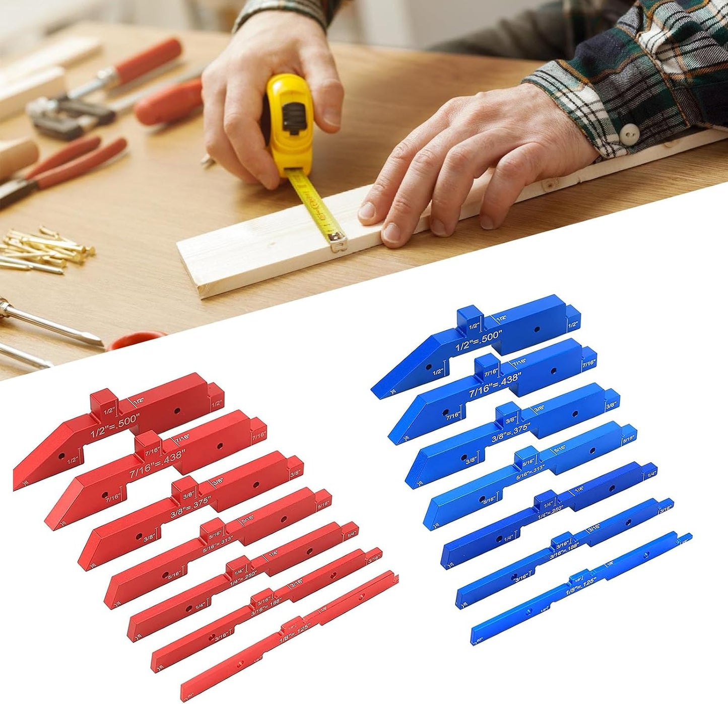  Lot De 7 Barres De Réglage De Table De Toupie En Aluminium De Précision, Jauges De Hauteur, Outils De Travail Du Bois