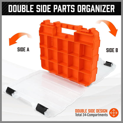 GENERIC Boîte à Outils, étui De Rangement à 34 Compartiments, étui De Rangement Pour Boulons, écrous Et Forets Avec Couvercle, Organiseur Robuste Avec Couvercle Transparent, Matériel Et Petites Pièces De