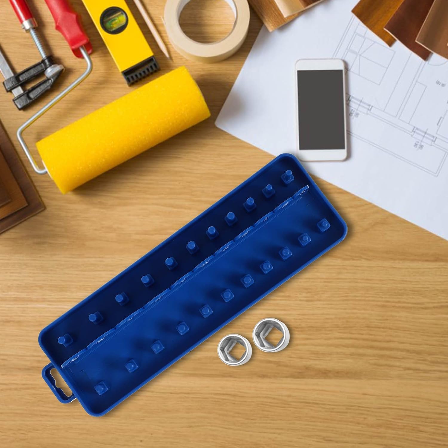  Jojofuny Support De Prises Multifonctionnel En Pp Bleu, Organisateur De Douilles Résistant Sans Bavures, Pour Atelier Et Rangement Des Clés