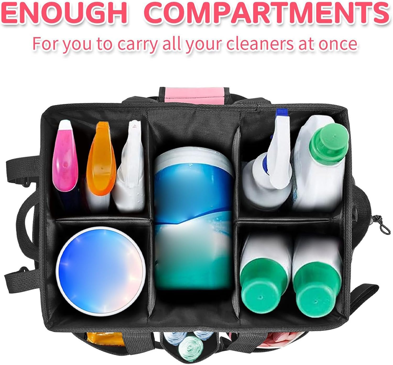  Housekeepers Sacs De Nettoyage, Organisateur De Nettoyage Avec Poignée, 40 X 25 X 24 Cm, Rangement Multi-poches, Construction En Tissu Durable Pour Cuisine, Dortoir, Salle De Bain, Camping, Voiture