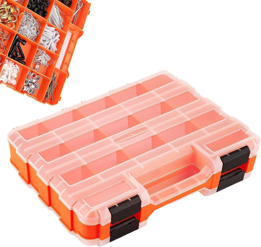 GENERIC Petite Boîte à Outils – Portable Double Face 34 Compartiments – Récipient De Quincaillerie Avec Couvercle Transparent | Pour Garage, Maison, Atelier, , Perceuse, Douille, électronique