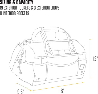  Carhartt Onsite Sac à Outils Durable, Résistant à L'eau, Sac De Rangement Pour Outils, Lourd, 40,6 Cm, 30 Poches, Noir