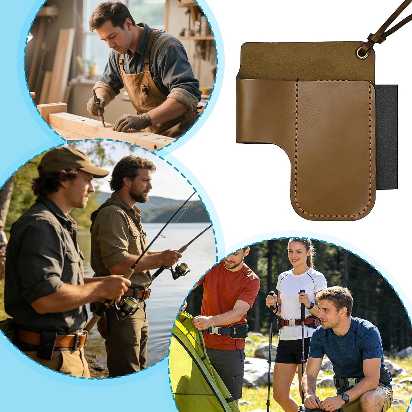 GENERIC Support De Lampe De Poche – Porte-outils Multifonction En Cuir Rétro – Pour Plantation, Récolte, élagage, Amélioration De La Maison, Construction, Plombier, Menuiserie, Travail Du Bois