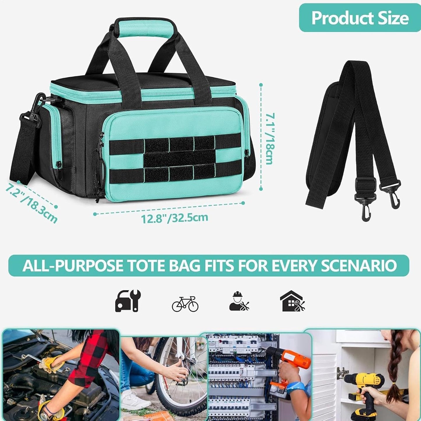 GENERIC Sac à Outils Fourre-tout | Étui De Rangement Portable En Tissu Oxford | Sacs à Outils Robustes Avec Poignées | Pour Le Travail De Jardin, électricien, Charpentier, Université, Dortoir, Voyage