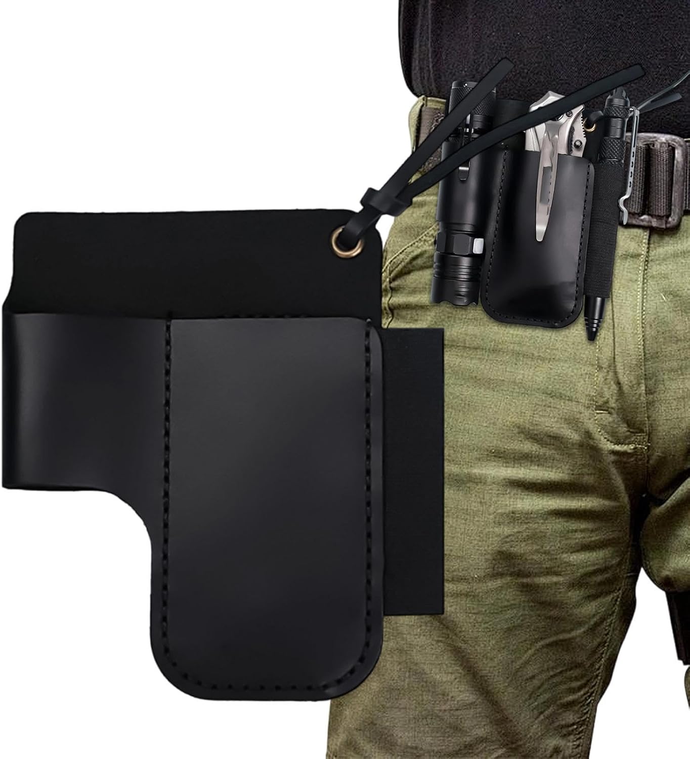 GENERIC Support De Lampe De Poche – Porte-outils Multifonction En Cuir Rétro – Pour Plantation, Récolte, élagage, Amélioration De La Maison, Construction, Plombier, Menuiserie, Travail Du Bois