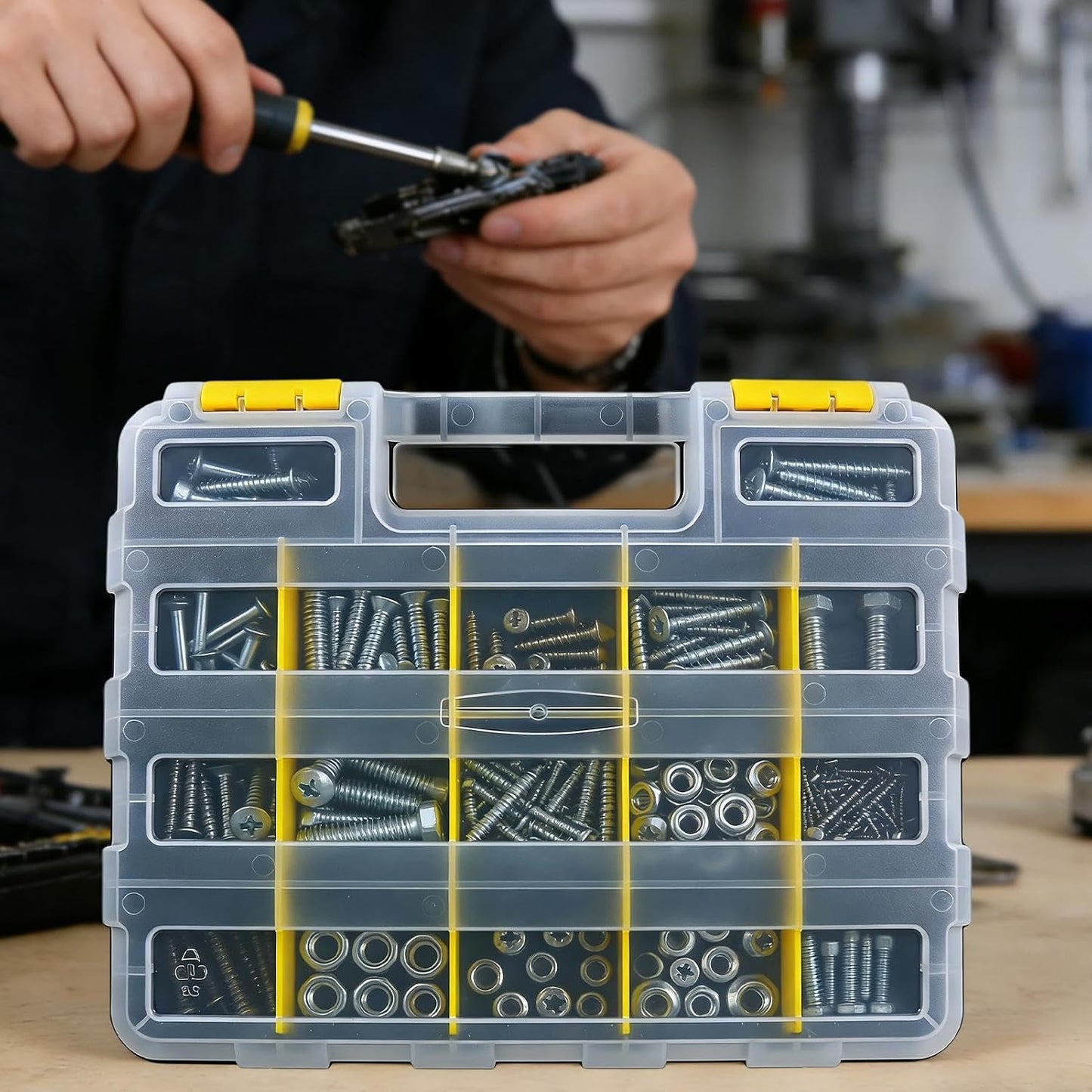 GENERIC Organiseur De Vis – Boîte De Rangement à 34 Compartiments Pour Clous, Vis, Boulons, Petites Pièces Pour Noix, Perles, Bijoux, Articles De Pêche, Garage, Bureau, Maison, Atelier, électriciens