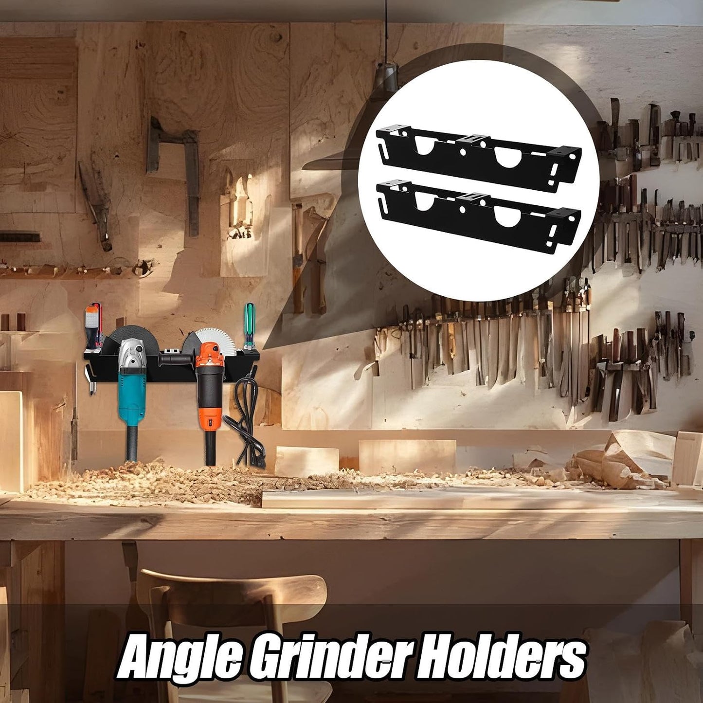 GENERIC Support Mural Pour Meuleuse D'angle, Crochets Attachés à 2 Fentes Pour Outils électriques, Tournevis, Polisseuse