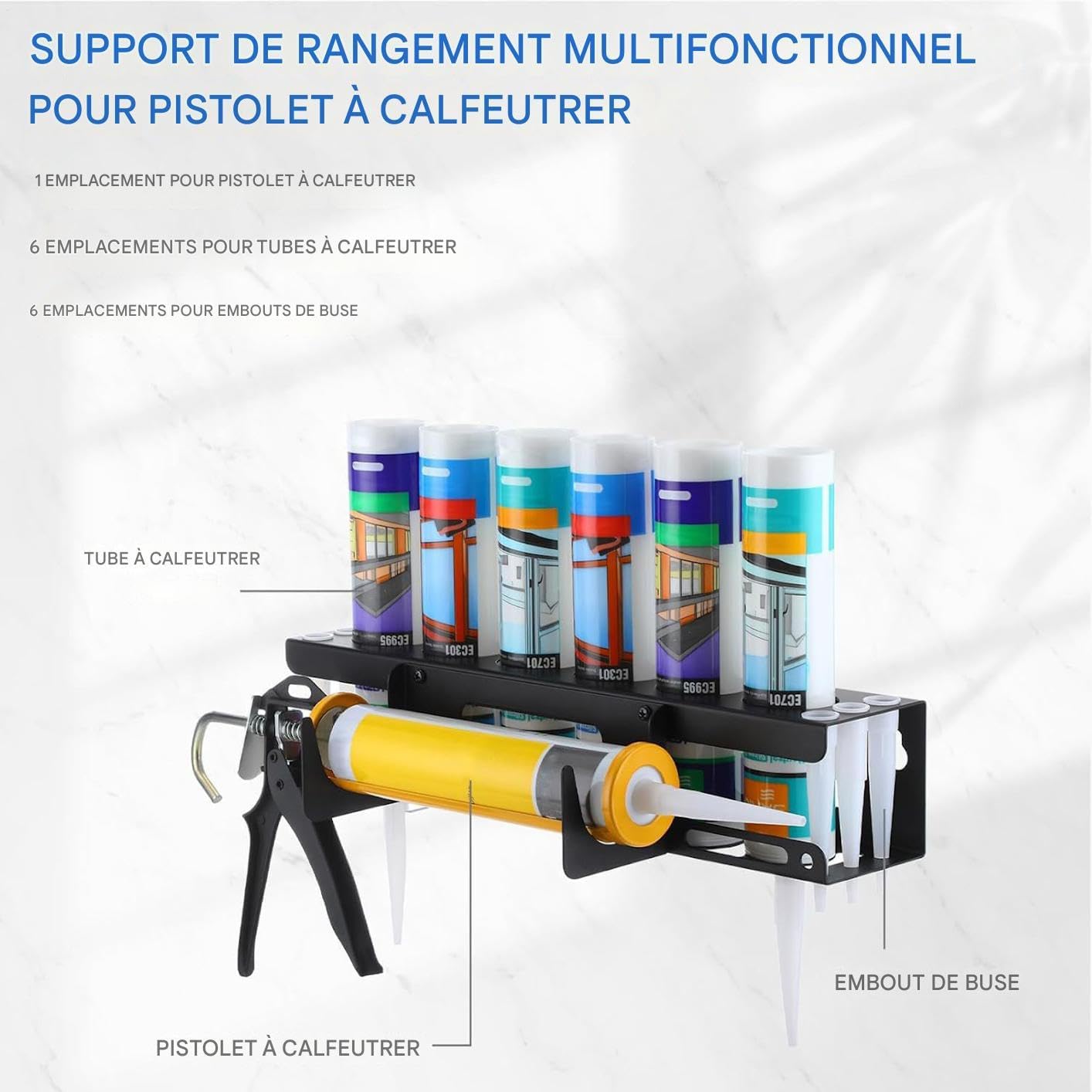  Support Pour Distributeur De Mastic D'Atelier - Support Mural Robuste Pour Tubes De Calfeutrant | Rangement Pour Outils De Professionnels En Rénovation Et Maintenance