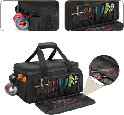 Genérico Tool Bag Organizer, Power Tool Bag, Wide Mouth Tool Bags, Portable 36,6 X 21,6 X 20,6 Cm, 14,41 X 8,5 X 8,11 Pour La Maison, L'atelier Et D'autres Emplois Site Use, Noir, 1 Pièce