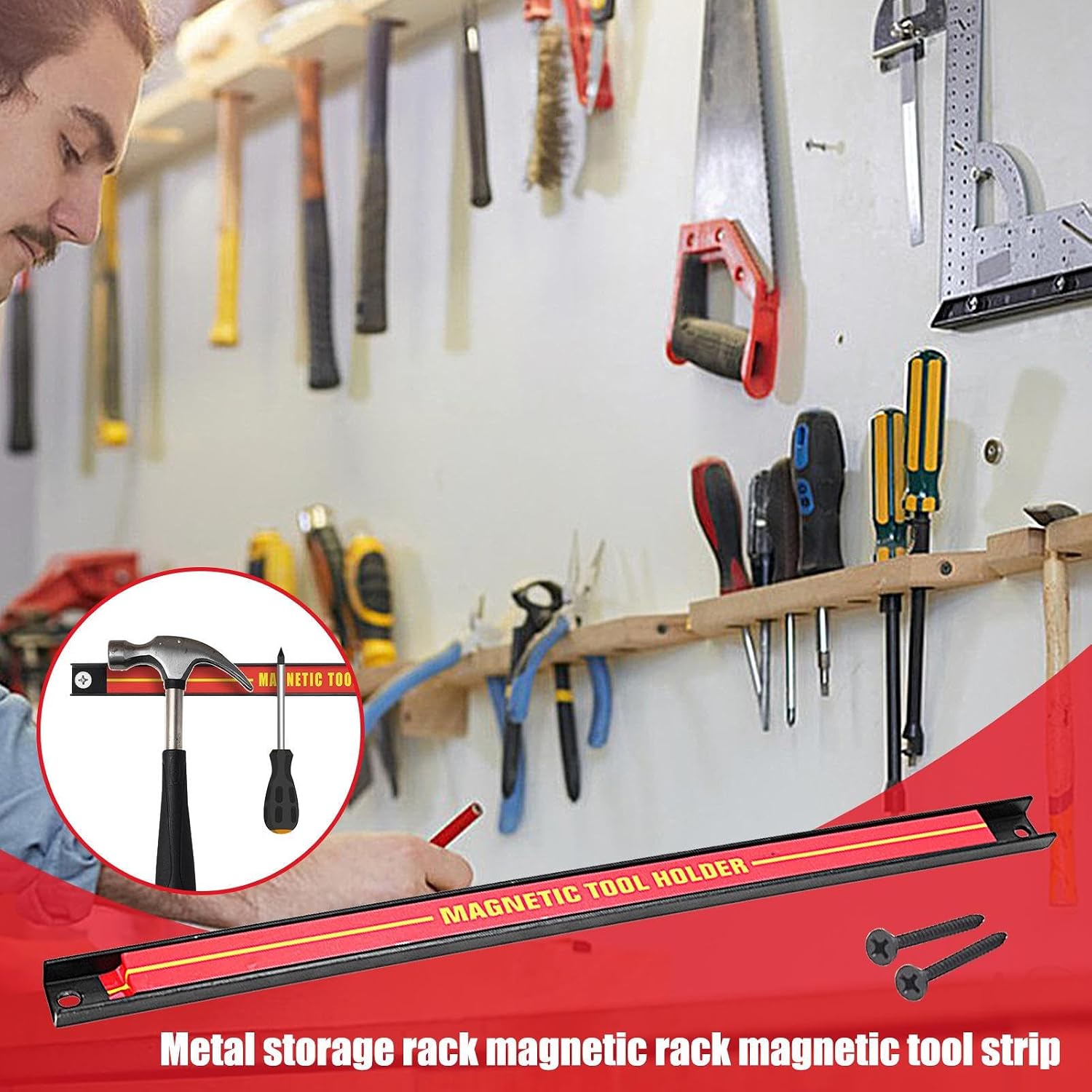  Organisateur D'outils Magnétique, Bande Porte-outils Magnétique - Support De Stockage D'outils De Grande Capacité,Organisateur Peu Encombrant Pour Atelier, Atelier De Réparation Automobile, M
