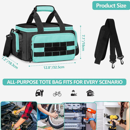 GENERIC Sac Fourre-tout à Outils, En Tissu Oxford, Grande Capacité, Sac De Rangement Robuste Pour électricien, Charpentier, Jardin, Dortoir, Collège, Construction, Camping, 26 X 10 Cm