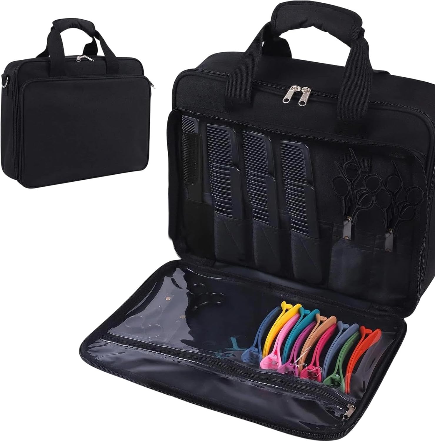  Sac à Outils Pour Cheveux, Pochette De Rangement Pour Coiffeur, Sèche-cheveux, Fer à Friser, Brosses, Peignes, Tondeuses