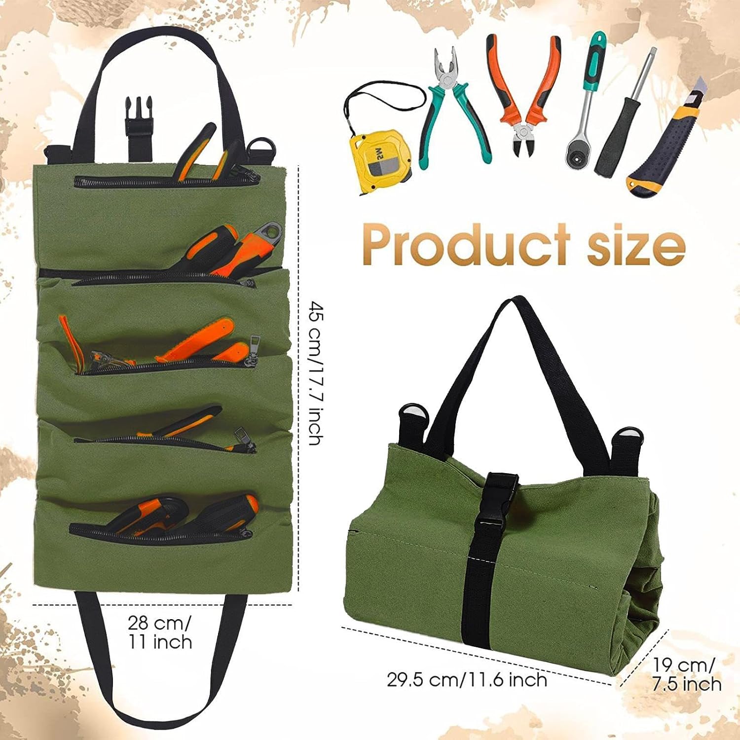  Pochette Enroulable Pour Clé - 5 Fourre-tout De Transport à Fermeture éclair Pour Outil De Fermeture éclair,Organisateur De Sac à Outils Pliable Avec Organisateur De Pochette à Outils Robuste Et Sac D