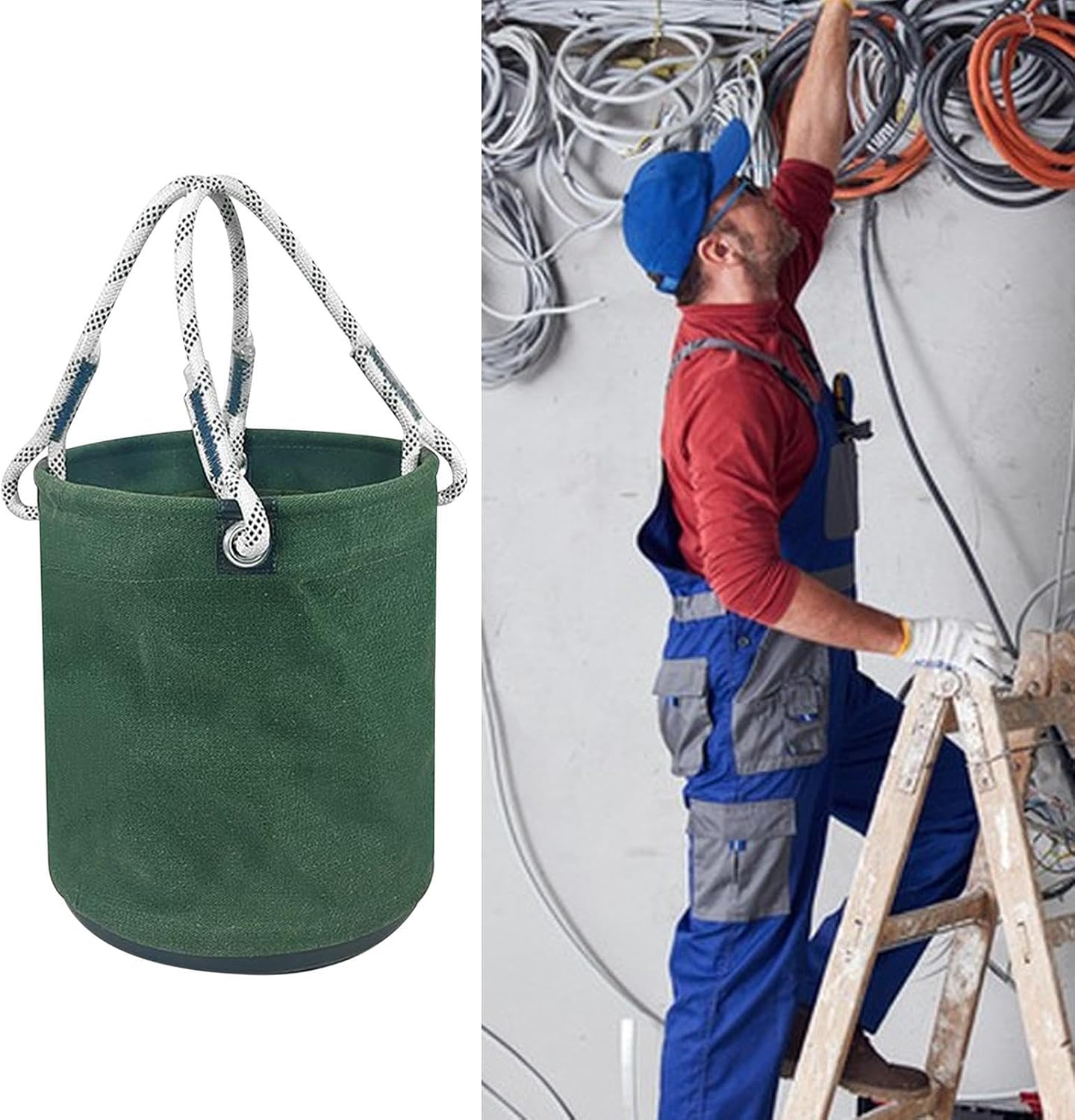 GENERIC Sac Seau à Outils | Sac De Rangement En Toile Tout Usage | Sac De Rangement Léger Pour équipement électrique Et Station De Travail Pour La Construction De Jardin