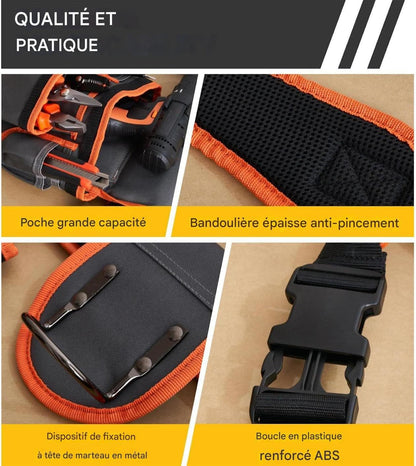  Ceinture À Outils - Ceinture Utilitaire,Sac De Travail Réglable Avec Bretelles Et 19 Poches Pour Projets De Bricolage, Plomberie Et Électricité