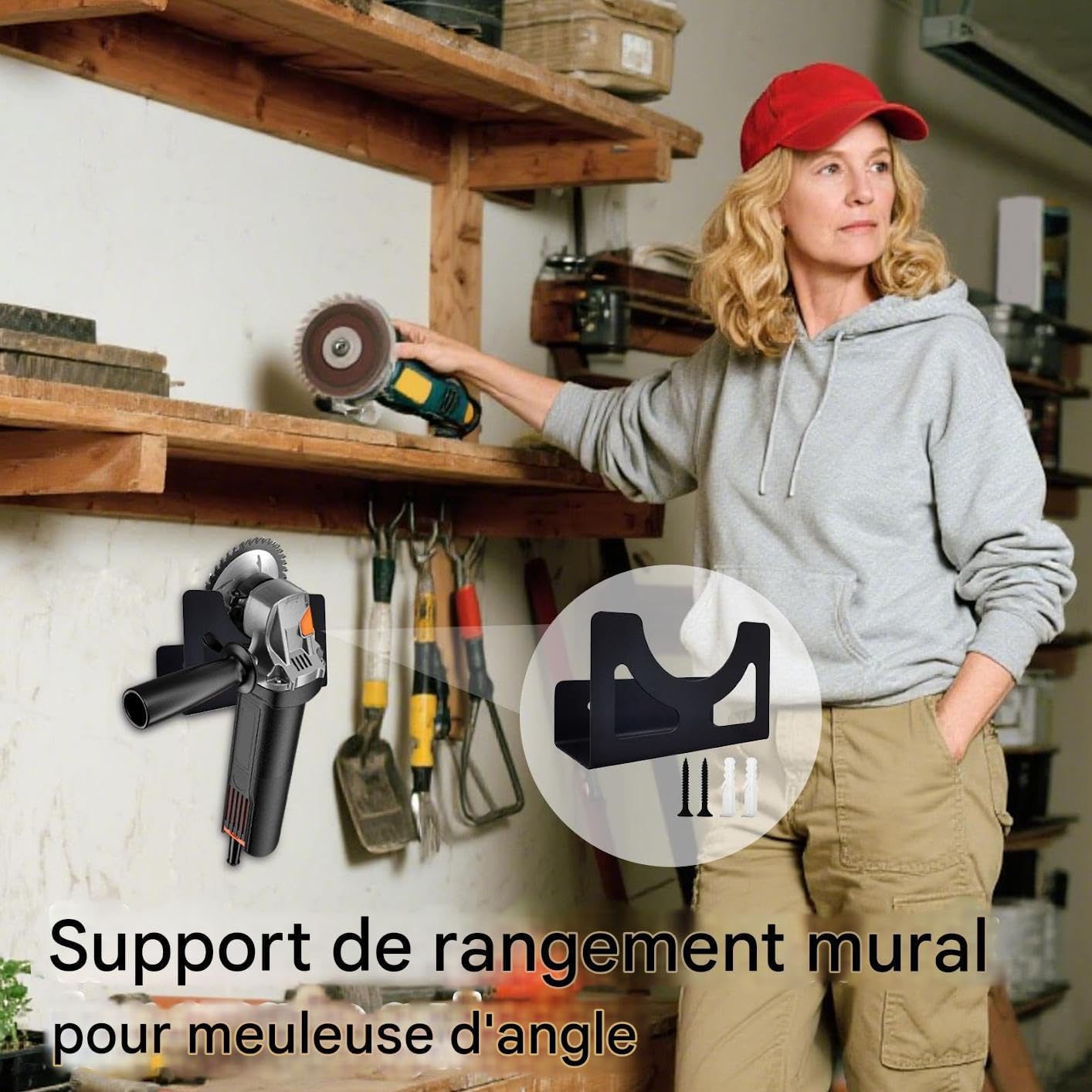  Porte-Meuleuse D'Angle,Support De Meuleuse D'Angle Fixation Murale - Rangement Multifonctionnel À Fixation Serrée Pour Les Outils Électriques, Les Clés, Les Perceuses Et Les Polisseuses