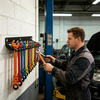  Generisch Porte-clés Et Organiseur – Étagère De Rangement Pour Clés Mixtes , Grande Capacité Avec Bandes Magnétiques, Acier à Outils Robuste, Montage Mural Peu Encombrant, Pour Le Garage