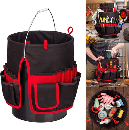  Porte-outils Multifonction Avec Poches Spacieuses Pour Outils à Main Et Atelier En Plein Air En Forme De Seau