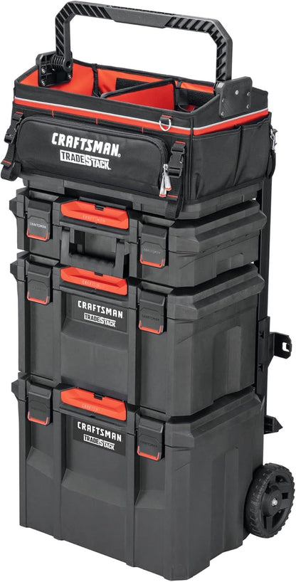  CRAFTSMAN Trade STACK CMST21451 Sac à Outils Avec Fermeture éclair, 56,8 Cm, Polyester, Noir/rouge