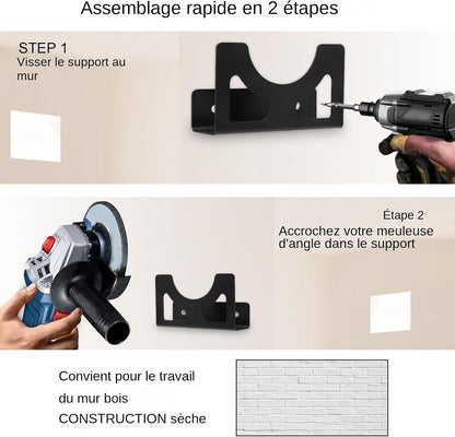  Générique Support Pour La Meuleuse D'Angle - Porte-Outil Murale Pour Meuleuse D'Angle Et Outillage Électrique | Organisateur En Fer Robustes Pour Outils Électriques Atelier Bricolage