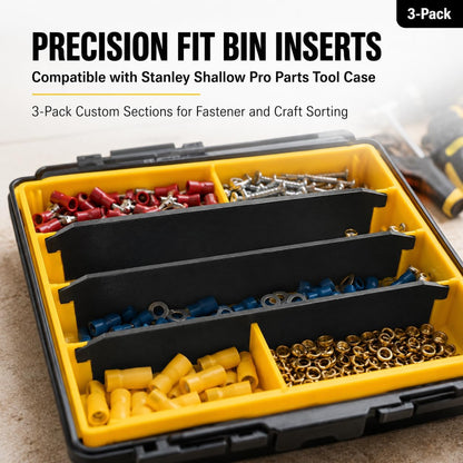  Sous-séparateurs De Rangement Compatibles Avec La Mallette à Outils Stanley Shallow Pro Parts – Inserts De Poubelle Ajustés Avec Précision | Lot De 3 Sections Personnalisées Pour Le Tri
